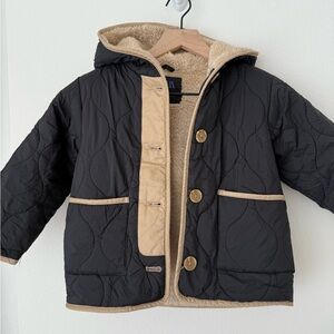 Zara Black and Tan Kids Puffer Jacket size 4/5